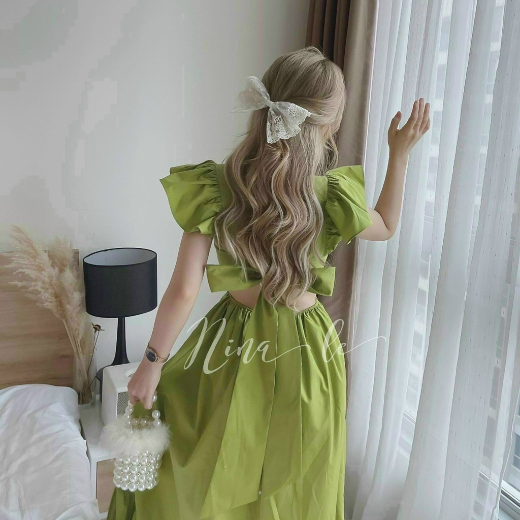 [ĐẦM SALE 50%] ĐẦM MAXI DÁNG DÀI ĐI CHƠI BIỂN VỚI PHONG CÁCH DỄ THƯƠNG, THIẾT KẾ VAI CÁCH TIÊN, HỠ LƯNG PHỐI NƠ CÓ MÚT