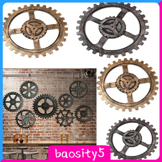 [Baosity5] Bánh Răng Treo Tường Bằng Gỗ Pha Trộn Màu Vàng 24cm Trang Trí Nhà Cửa Phong Cách Steampun