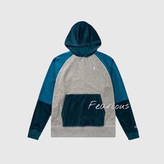Chính hãng | áo hoodie champion velour pullover hoodie deep ocean | fearlous.vn