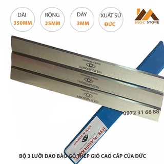 Bộ 3 lưỡi dao bào gỗ thép hss cao cấp 350x25x3mm của đức - lưỡi dao bào con mắt
