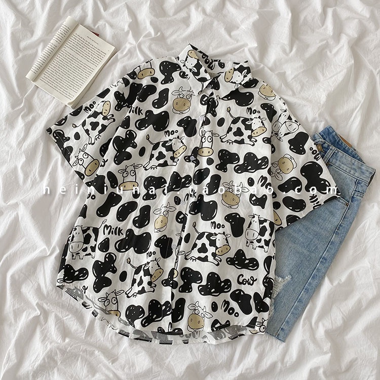 NRVP Áo sơ mi dáng rộng tay ngắn phong cách Hàn Quốc retro thời trang hè 2021 cho nữ