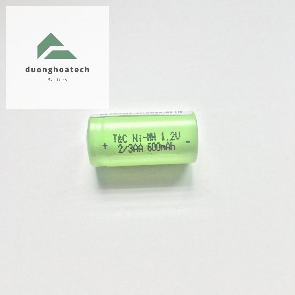 Pin 2/3AA 1.2V Pin Sạc NiMH 600 mAh 1.2V Đầu Dẹt Cho Tụ Điện Bút, Vẽ Bút