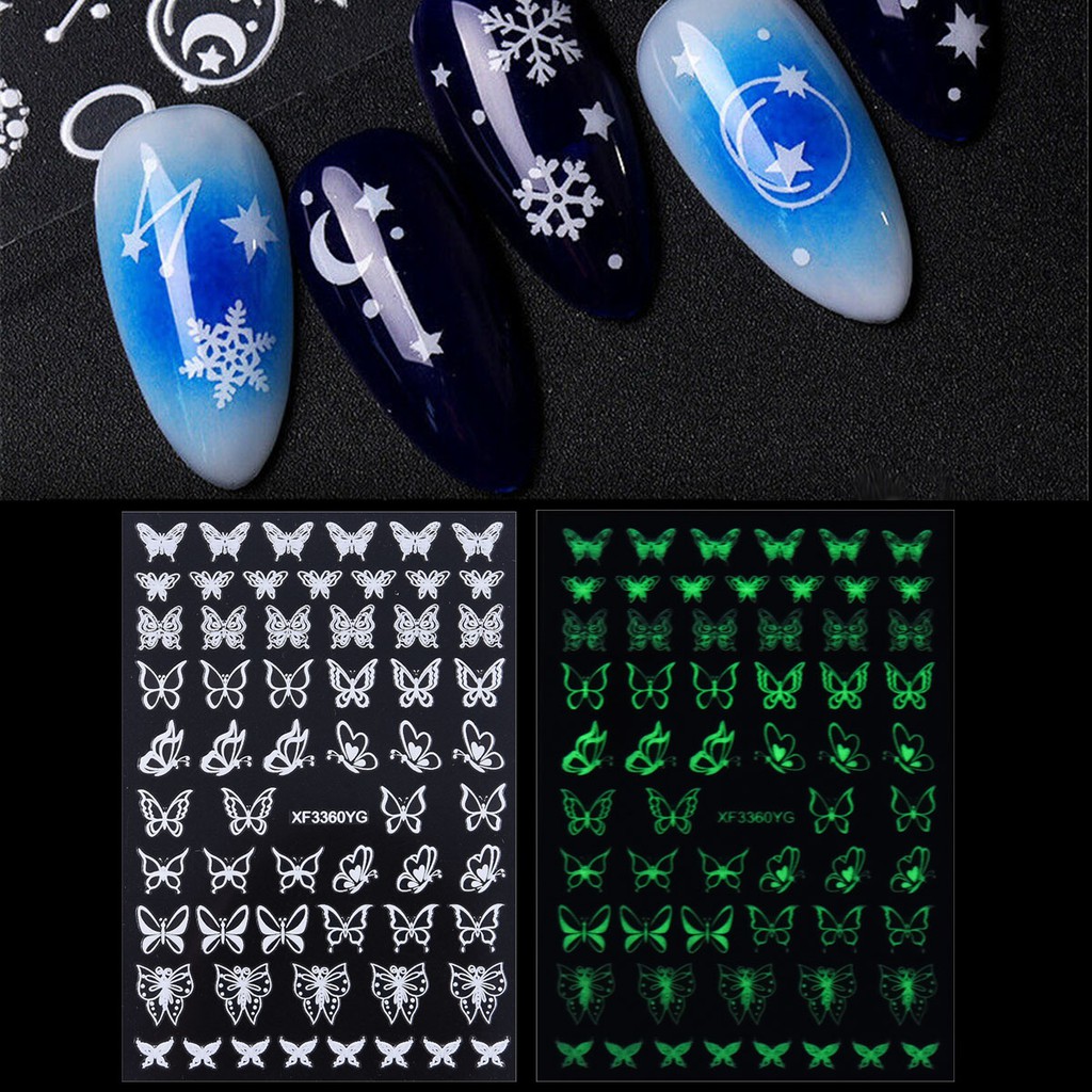 Nhãn dán 3D dạ quang trang trí móng tay