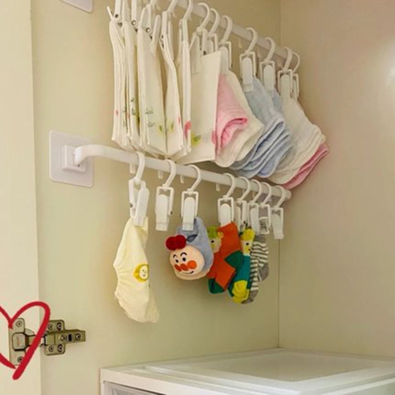Kẹp lưu trữ khăn nước bọt móc đa chức năng treo tất cho bé mũ tủ quần áo miễn phí đấm