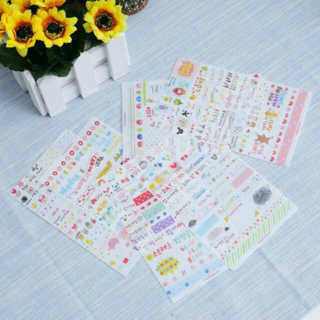 Bộ 6 tấm sticker trang trí sổ, planner, lịch