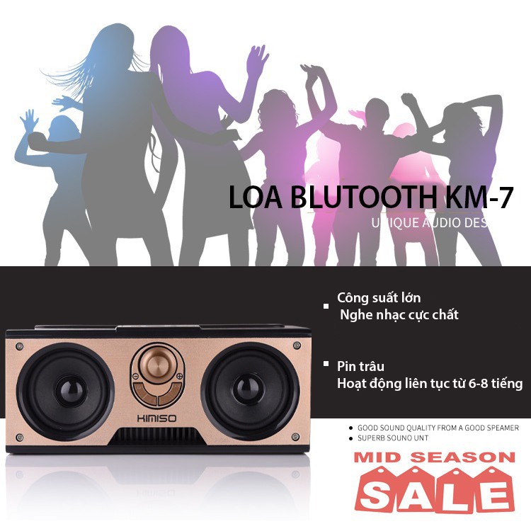 [Deal Hot] Loa Bluetooth Kimiso KM-7 - Hàng Nhập Khẩu Loại 1 - Âm Hay - Bass Trầm Sâu Lắng - Bảo Hành 3 Tháng