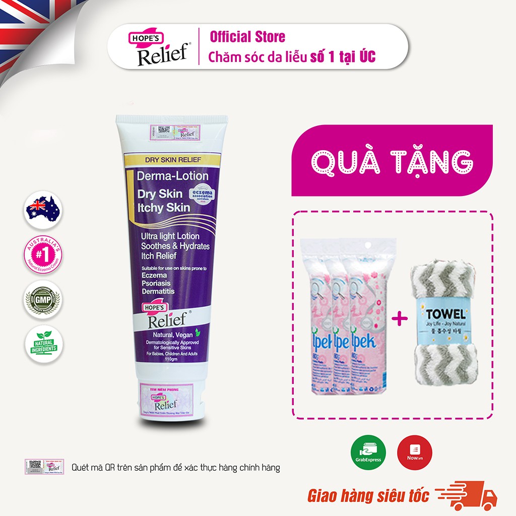 [Tặng Quà] Kem dưỡng da , dưỡng ẩm chống bong tróc, nứt nẻ  Hope’s Relief hỗ trợ eczema, viêm da, vảy nến (110g)