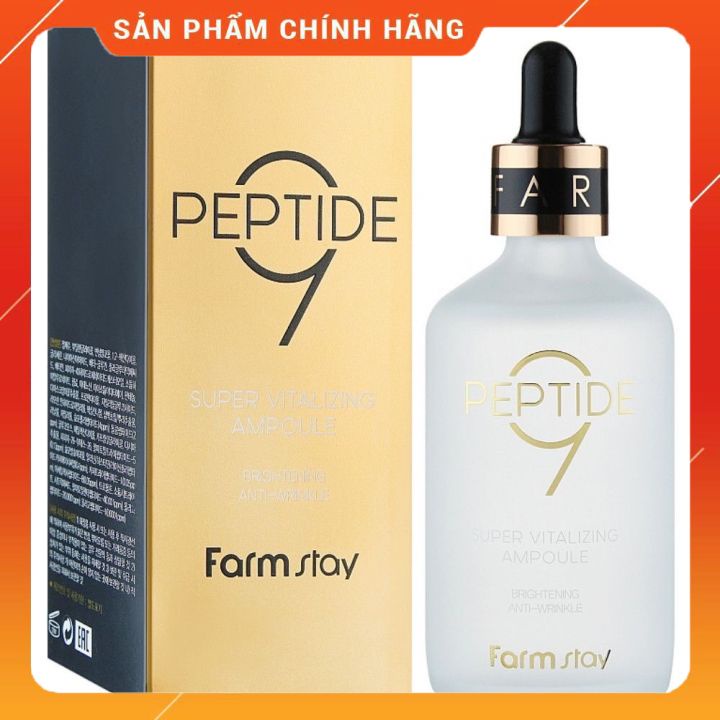 FarmStay Peptide 9 Super Vitalizing Ampoule 100ml MẪU MỚI  DƯỠNG TRẮNG ,CHỐNG LÃO HÓA  SĂN CHẮC DA GIÚP DA