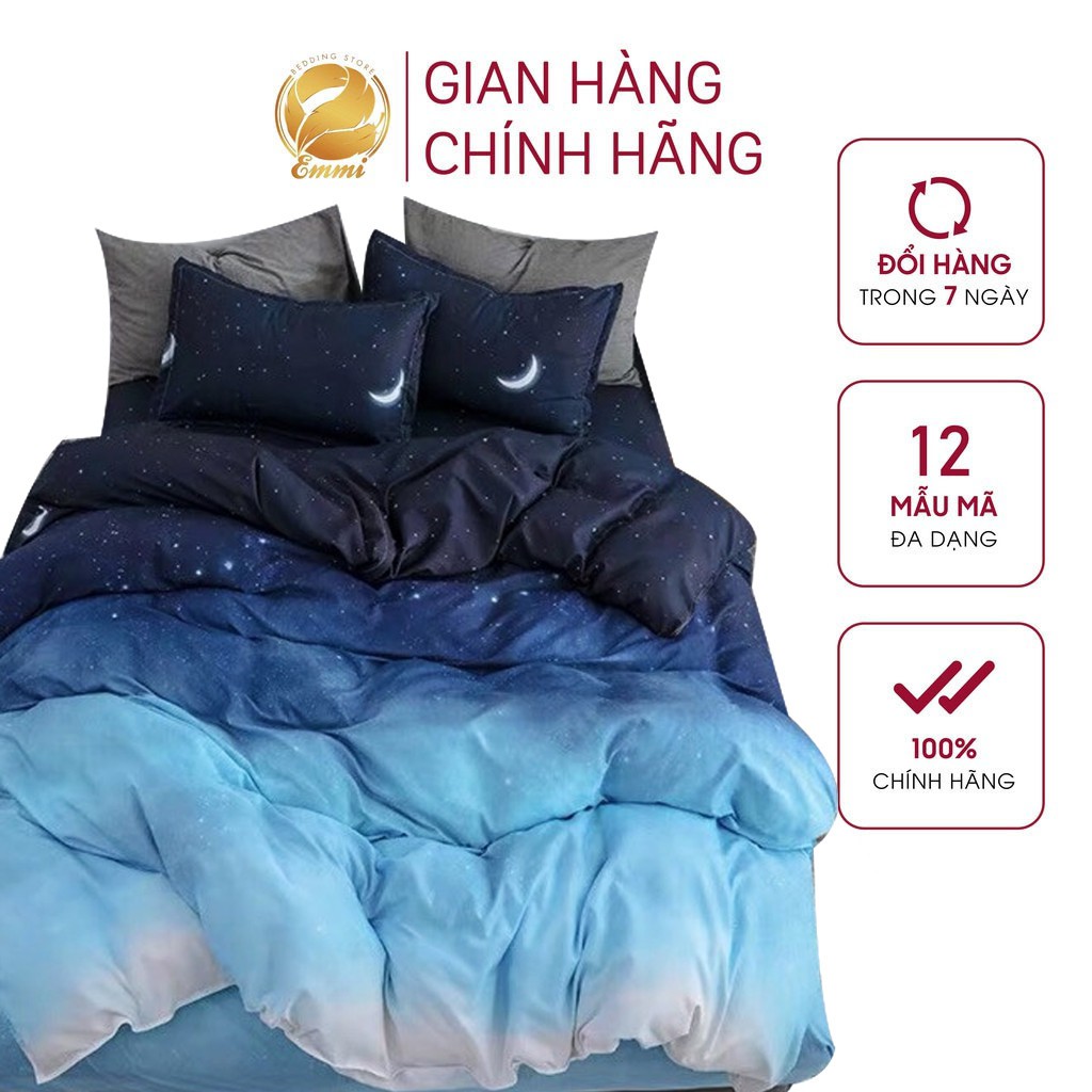 Bộ Chăn ga gối cotton poly Emmidecor cao cấp - mẫu màn đêm giá tốt