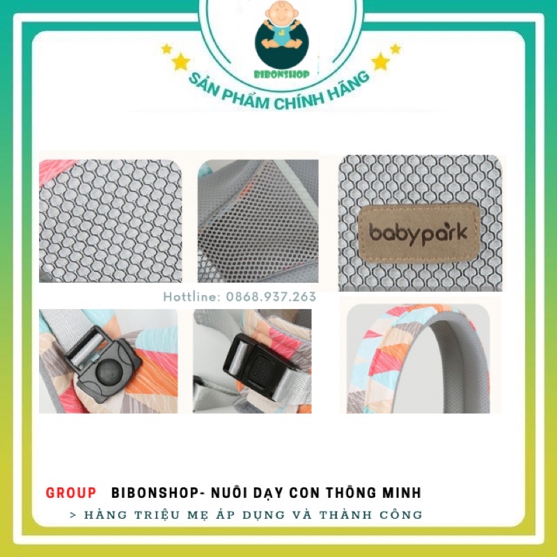 Địu 4 tư thế Babypark thoáng khí trợ lực hoạ tiết thời trang