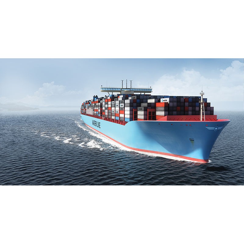 Mô hình tàu chở hàng container gỗ MAERSK TRIPLE E 100cm trang trí