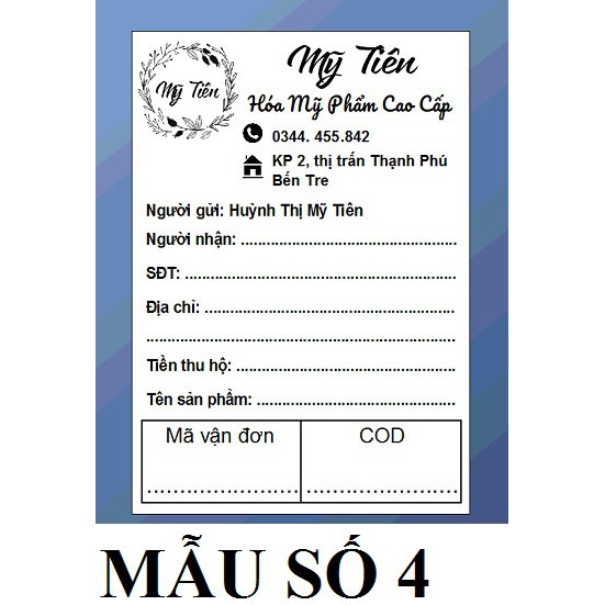 Hóa đơn in nội dung theo yêu cầu dán được kích thước lớn nhãn sẵn keo tự dán phiếu giao hàng phiếu ship