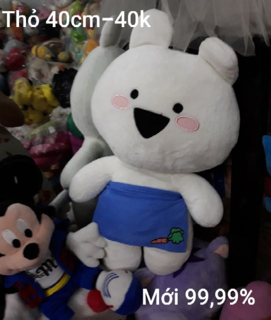 Bạn thỏ trắng tinh, cực xinh, đeo tạp dề cà rốt cao 40cm y hình, like new 99,99%🐰🐾🐾🐾🐰