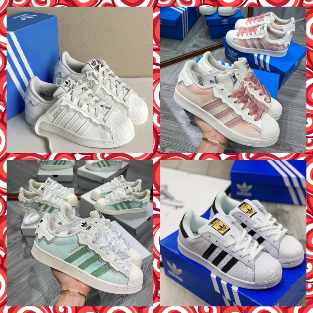 Giày Sneaker Thể Thao nam Nữ _Adidas Superstar_ Mũi sò cao cấp 4 màu: Kem, Hồng, Xanh, Trắng Full box