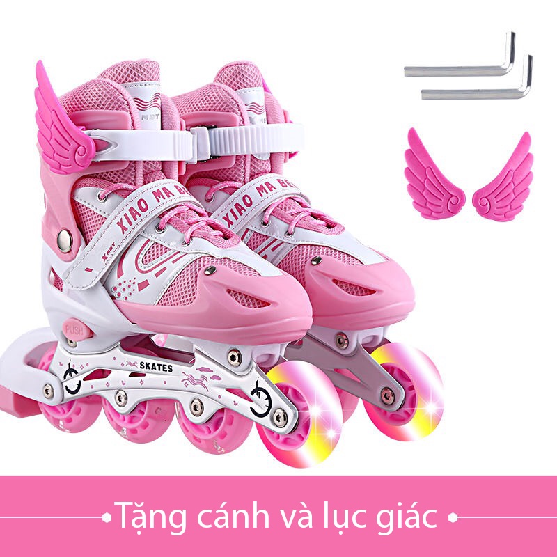 Giày patin trượt Sport dành cho trẻ em người lớn có thể điều chỉnh to nhỏ batin batanh tặng cánh