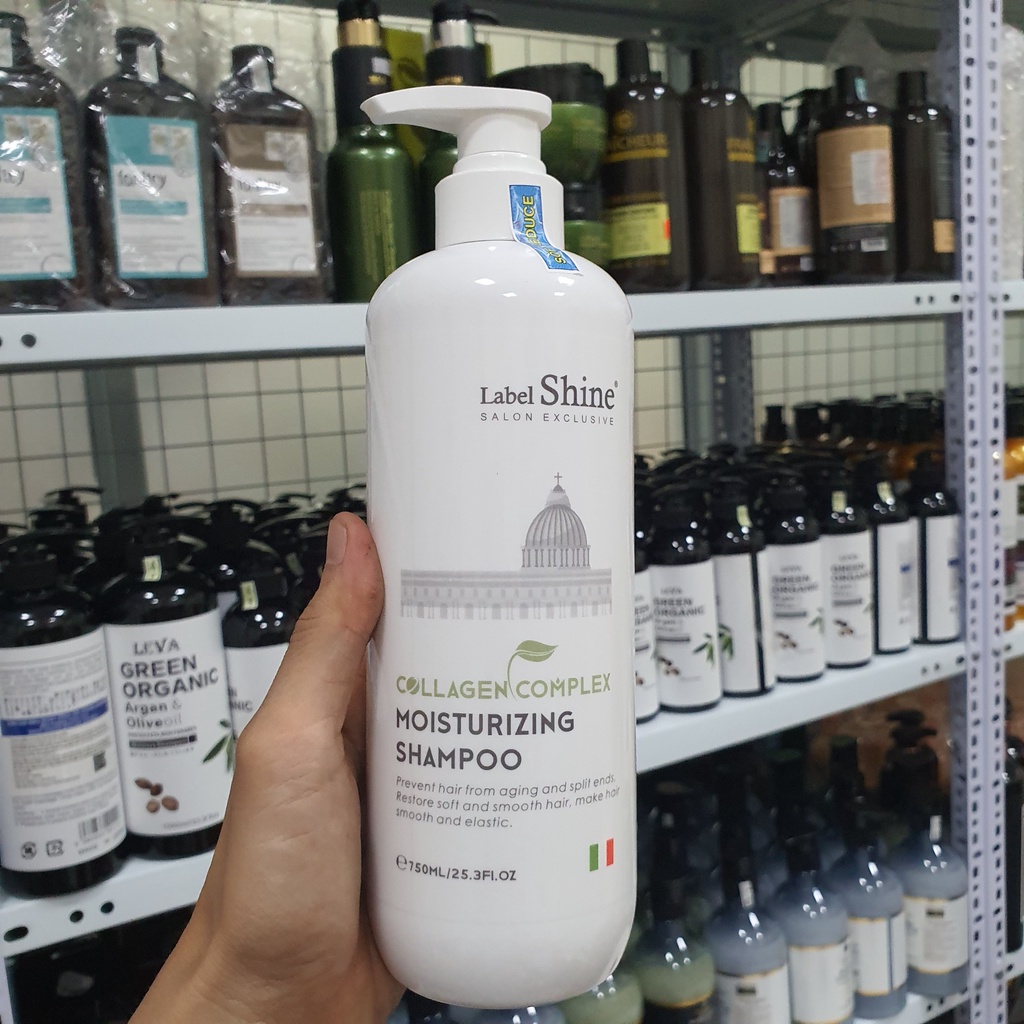 Dầu Gội Label Shine siêu mượt dưỡng ẩm phục hồi tái tạo cấu chúc tóc hương thơm nước hoa quý phái cặp 750ml chính hãng