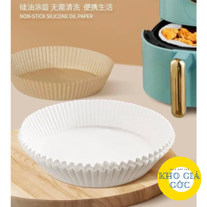 Set 50 Miếng Giấy Lót Nồi Chiên Hình TRÒN Khuôn Bánh - Giảm Thiểu Tối Đa Dầu Mỡ Bám Vào Nồi Chiên