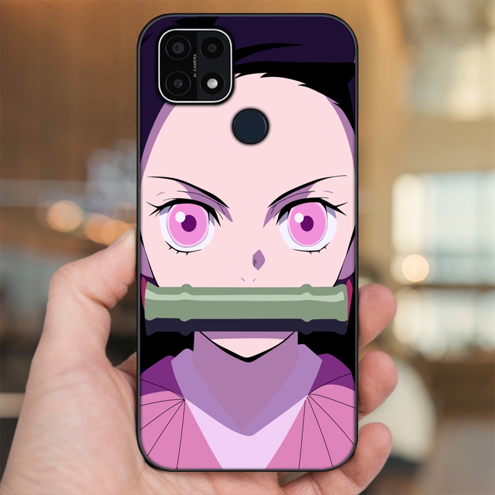 Ốp lưng Oppo A15, A15s viền đen in hình Nezuko Kimetsu no Yaiba