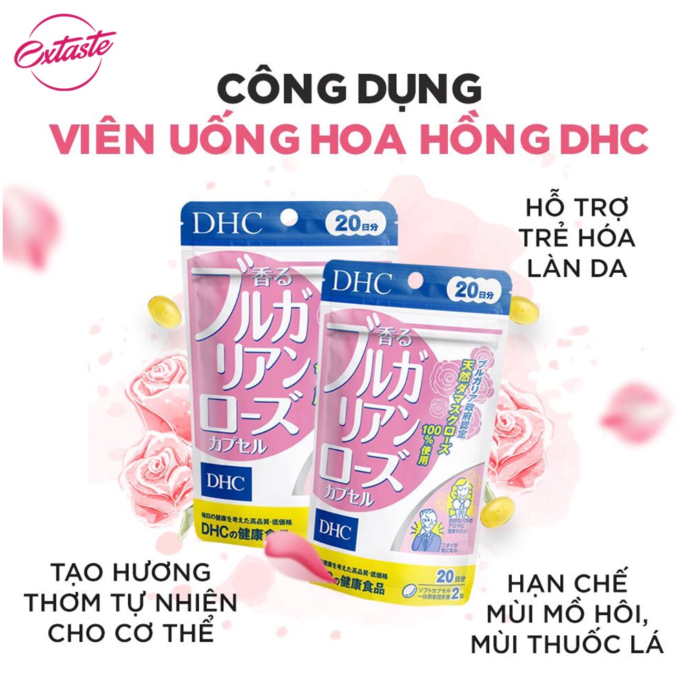 Viên uống thơm cơ thể hương hoa hồng dhc bulgarian rose capsule 30 ngày giúp cơ thể tòa hương thơm tự nhiên Extaste