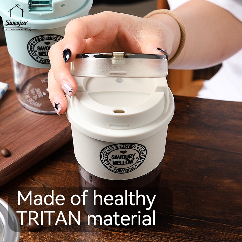 Sweejar Ly Uống Nước Bằng PP Trong Suốt Kèm Nắp Đậy Tiện Dụng Dung Tích 300ML