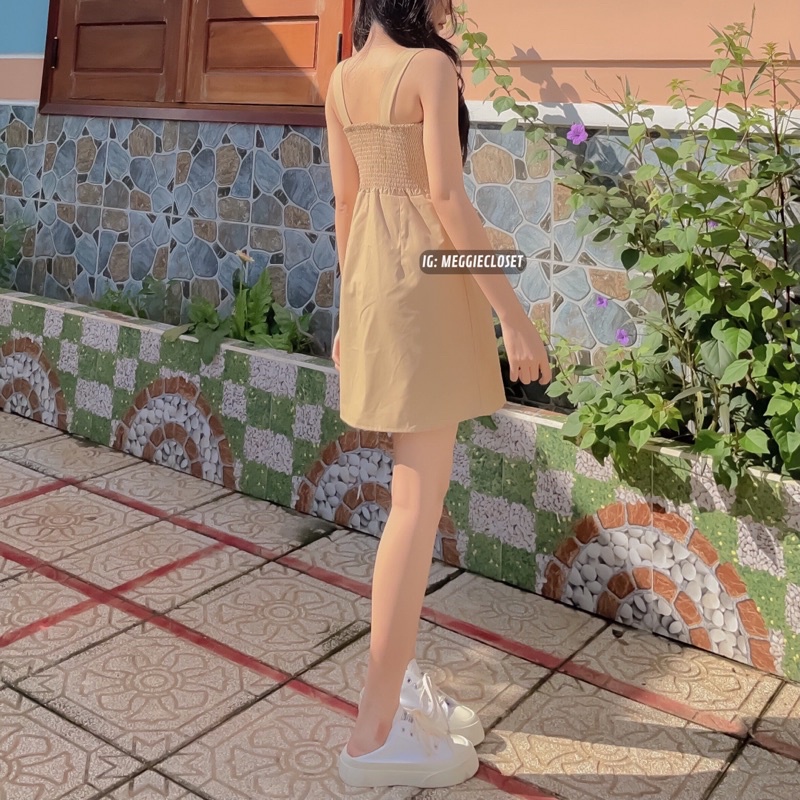 Đầm 2 dây lưng chun