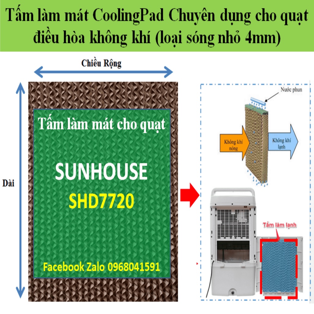 Bộ 3 tấm làm mát Cooling pad cho quạt điều hòa Sunhouse SHD-7720