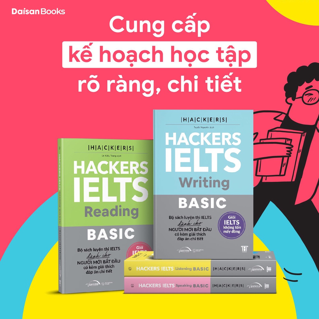 Sách - ( Combo 4 cuốn) - Hacker Ielts Basic: Reading + Listening + Writing + Speaking