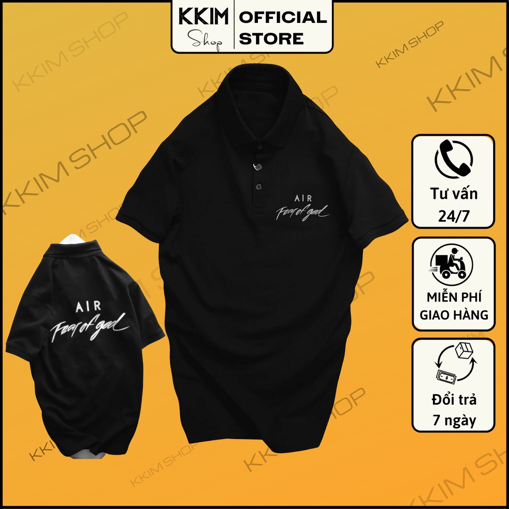 Áo POLO Air Fear Of God Phản Quang Bạc, chất Thun Cá Sấu Poly Thái full size Nam Nữ, Áo có cổ trắng đen, cổ trụ Unisex