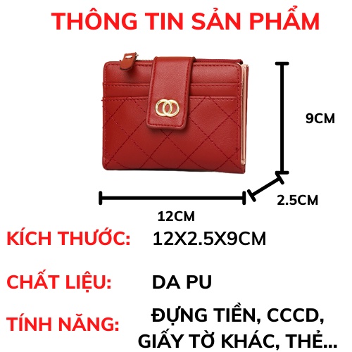 Ví nữ ngắn đẹp cầm tay mini nhỏ gọn bỏ túi nhiều ngăn dễ thương thời trang hàn quốc cao cấp LADONA VN8