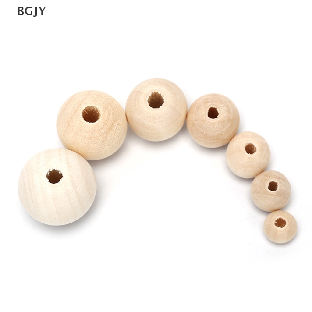 BGJY Round Wood Spacer Bead Natural Unpainted Wooden Ball Beads DIY Craft Jewelry NEW