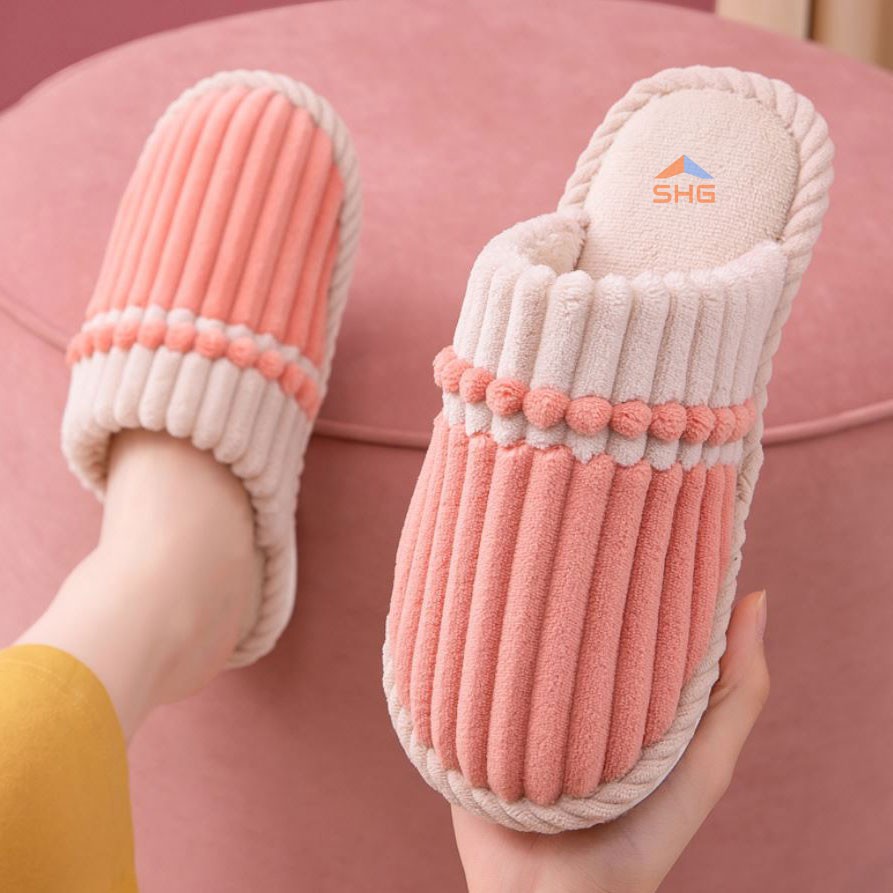 DÉP LÔNG   UNISEX ULZZANG ĐẾ CAO SU CAO CẤP PHỐI 2 MÀU  KẺ SỌC XUÔI THANH LỊCH DỂ THƯƠNG