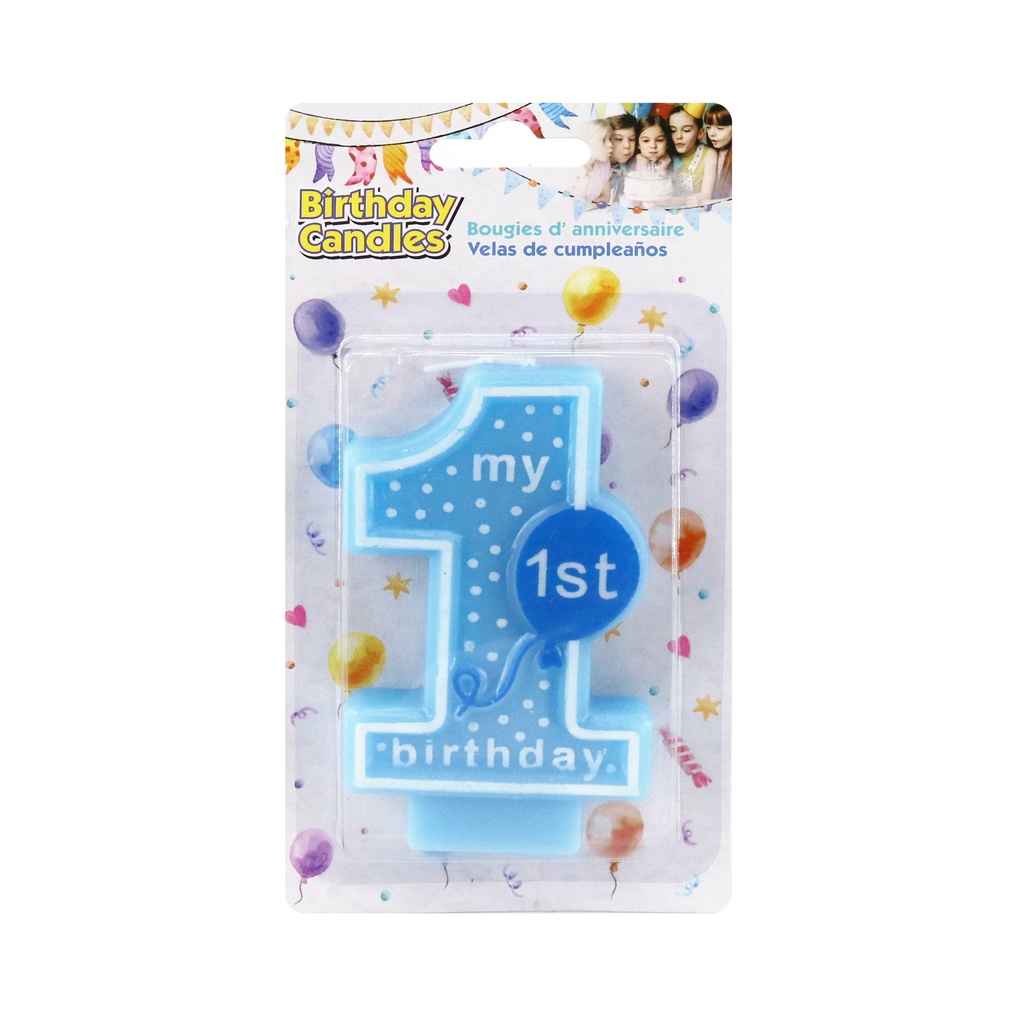 Nến sinh nhật 1 tuổi màu xanh Uncle Bills YA0091