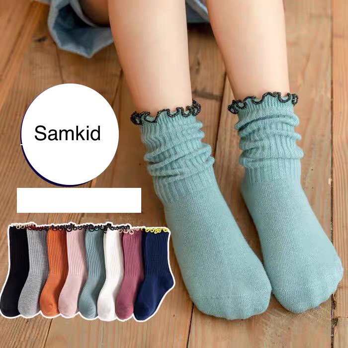 Set 4 đôi tất vớ siêu đẹp cho bé gái cao cổ bèo nhún đặc biệt - Samkid