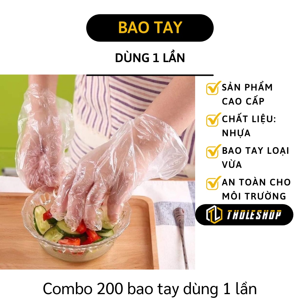 Bao Tay Nilong - Hộp 200 Bao Tay Dày Dặn Dùng 1 Lần Làm Bếp Nấu Ăn, Nhuộm Tóc 7794