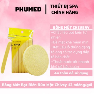 Bông mút bọt biển rửa mặt dạng nén Chivey gói 12 miếng