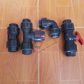 Ống nước phi 32 Cút chữ T, Nối ống nước đen, Khóa