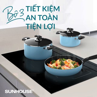 BỘ NỒI CHẢO CHỐNG DÍNH ĐÁY TỪ SUNHOUSE SHG77MB