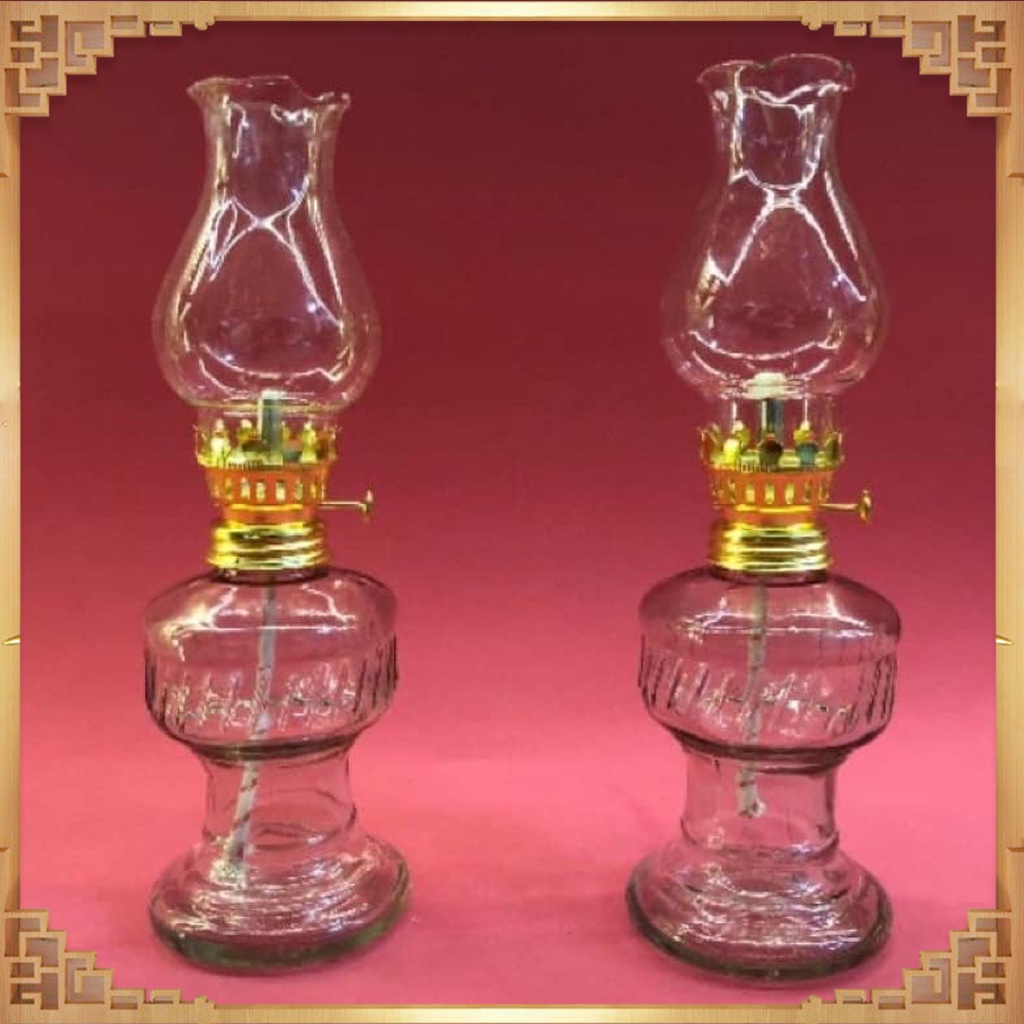 Đèn Thờ Đèn Thắp Dầu Lưu Ly Thủy Tinh Bộ 2 Đèn Trắng