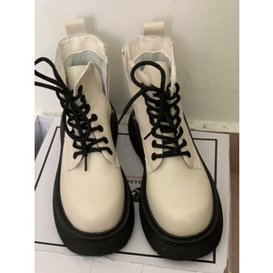 BOOTS Martin đế dày 4cm không trơn trượt da không nhăn khóa kéo phong cách Anh 2022