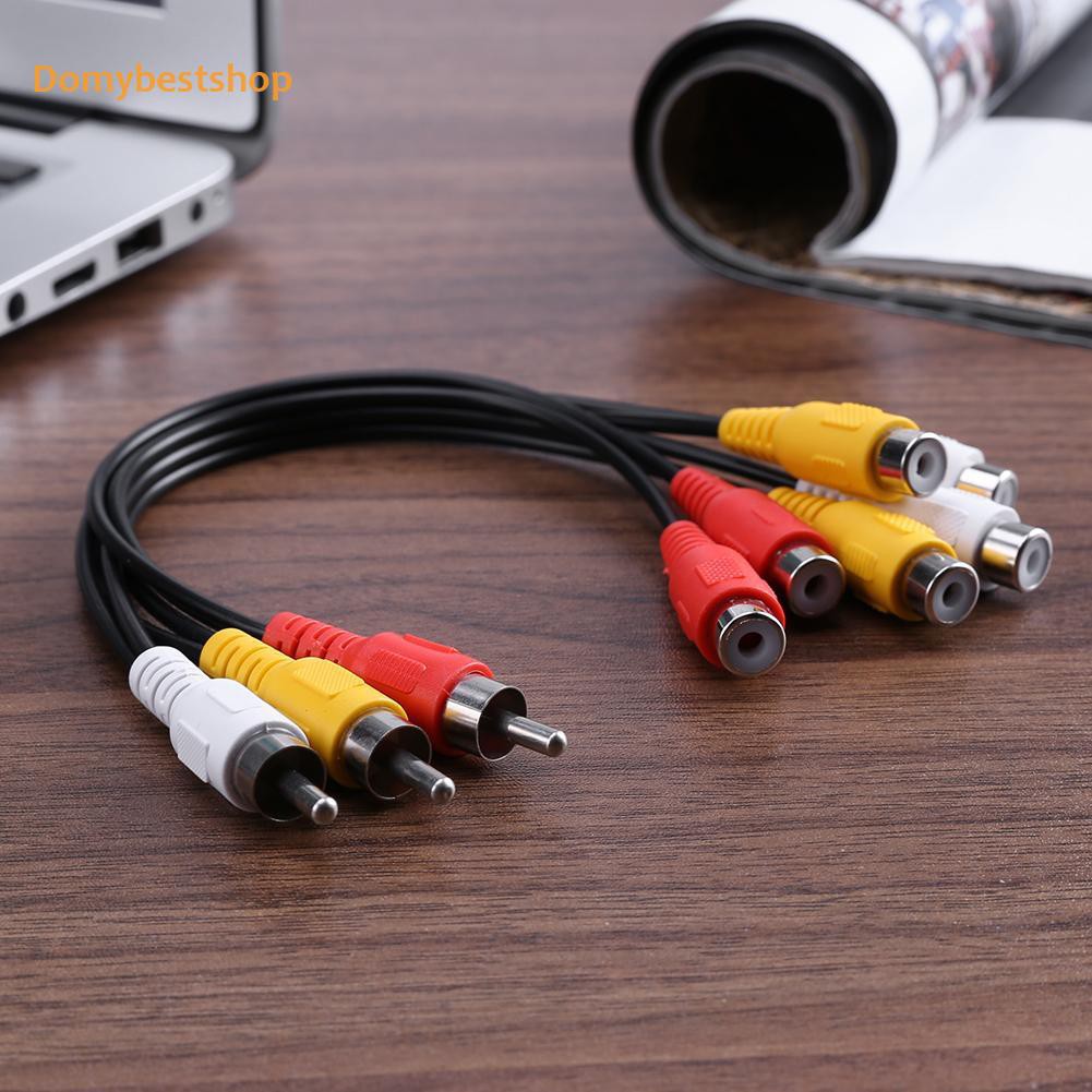 Dây Cáp Âm Thanh / Hình Ảnh 25cm 3rca Màu Đen Chuyển Đổi Đầu Cắm Sang Ổ Cắm 6rca