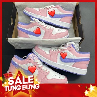 Giày Sneaker Jordan 1 Hồng Logo Tím ,Giày jordan 1 hồng tím thể Thao Nam Nữ Thấp Cổ Full Phụ Kiện