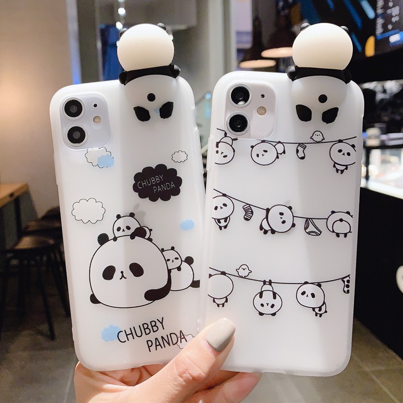 Ốp lưng OPPO A91 A83 A71 A57 A39 A37 A37F F3 Reno 3 Realme 6 5 3 C15 C12 C11 Pro 2020 3D Cartoon cute Panda soft TPU Case Cover+Doll