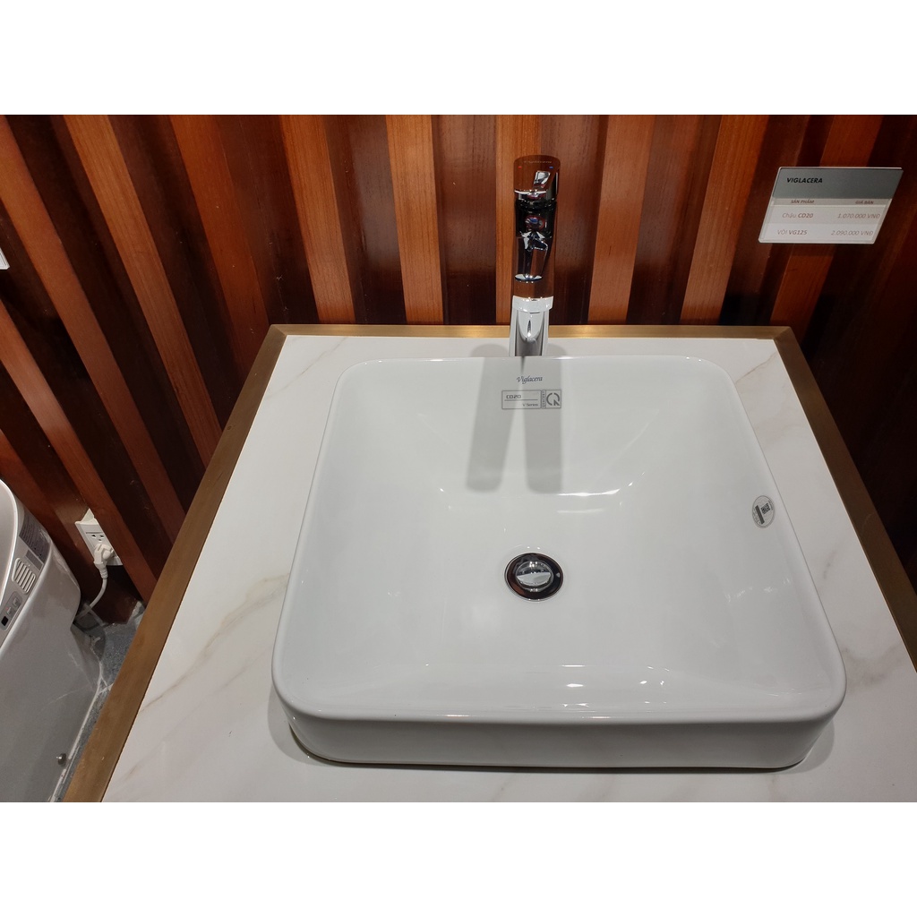 Chậu Rửa Mặt Lavabo Viglacera CD20 Đặt Bàn Vuông