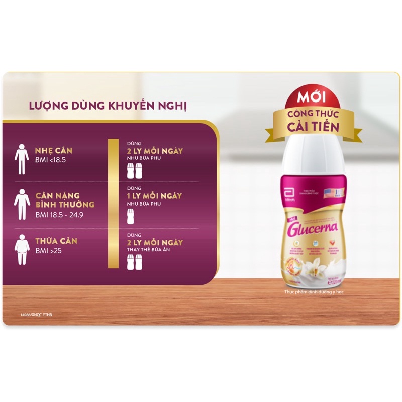 Sữa Glucerna vị vani thùng 30 chai * 220ml dành cho người tiểu đường