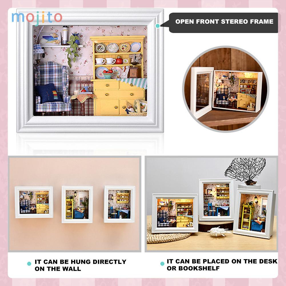 MOJITO 3D DIY Mini Wooden Hut Hanging Photo Frame Midsummer Afternoon Manual Toys