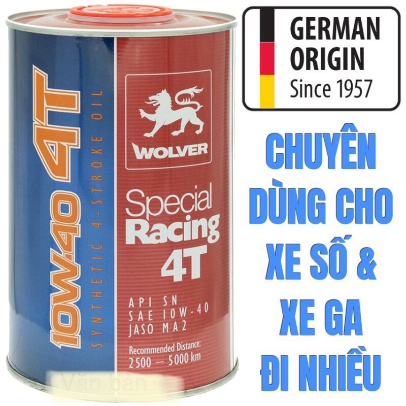 lon 1 lít nhớt wolver special racing full tổng họp 10w-40 mẫu mới nhất