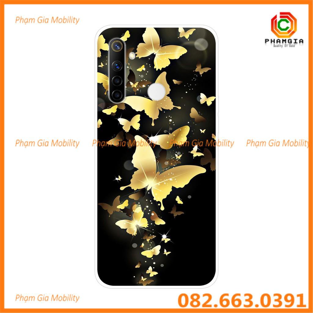 Ốp lưng tráng gương ép kính chống bể nhiều họa tiết đẹp cho Realme 6i Realme6i 6 i (viền silicon đen)