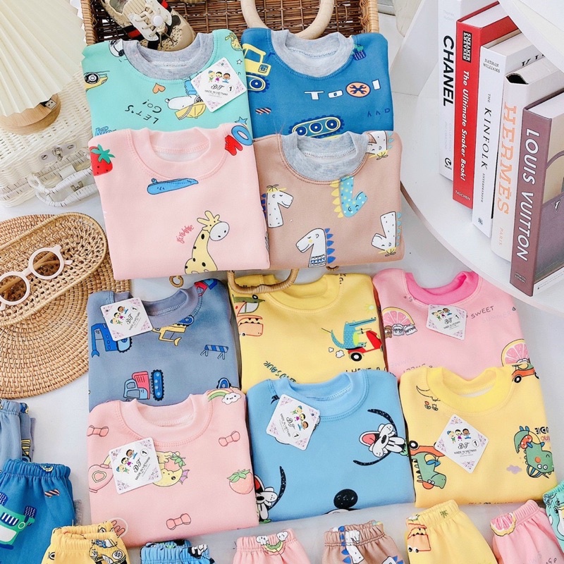 Đồ bộ quần áo dài tay cho bé chất nỉ bông K010