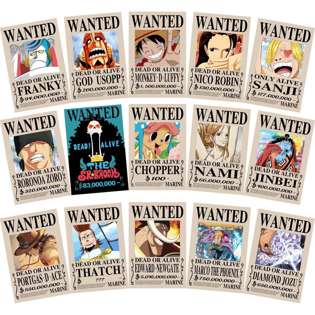 Tờ Truy Nã - Wanted Poster One Piece - Vua Hải Tặc Hơn 1000 Nhân Vật by AnimeX