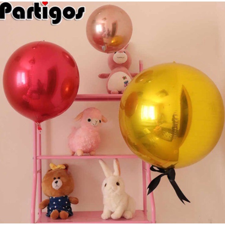 Bong Bóng Tròn 4D tráng nhôm trang trí sinh nhật happy birthday tiệc cưới sự kiện